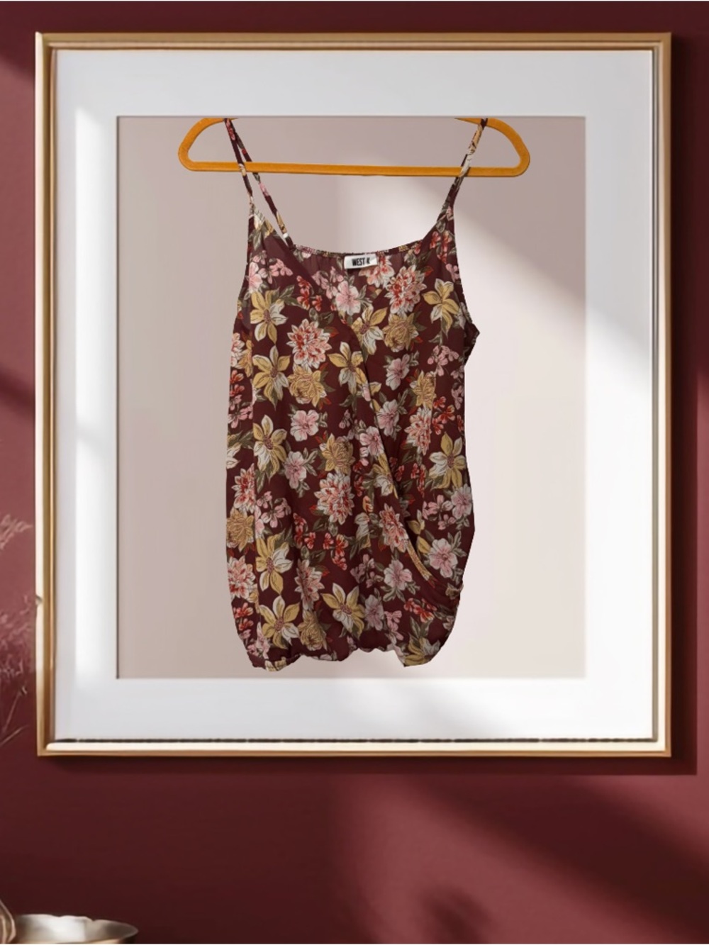 BOGO! V-Neck Burgundy Floral-Print Camisole